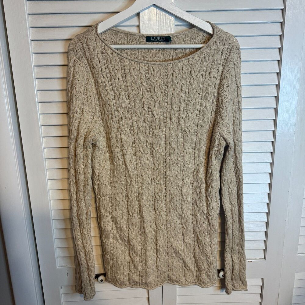 LAUREN‎ RALPH LAUREN PREPPY ACADEMIA CABLE KNIT SWEATER SZ XL